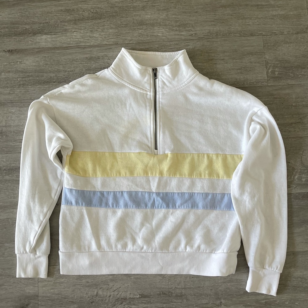 White short zip up sweater